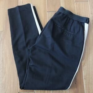 Zara Basic Black Skinny Leg Trouser Pants Tan Gray Stripe‎ Medium